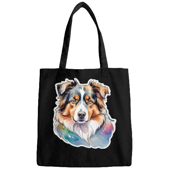 Australian Shepherd Watercolor Bags