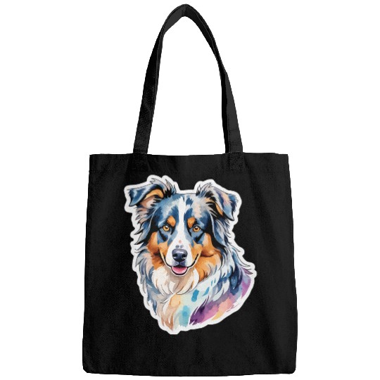 Australian Shepherd Watercolor Bags