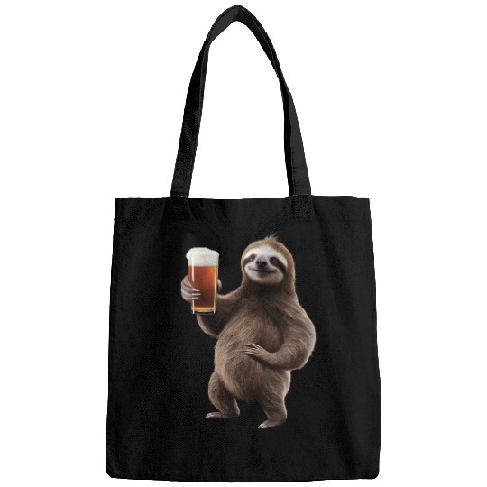 Sloth Drinking Beer Realistic Bags