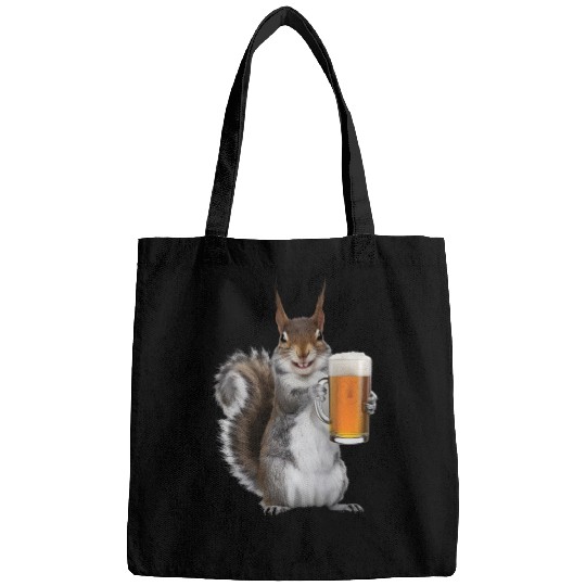 Squirrel Drinking Beer Realistic Bags