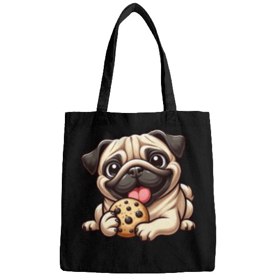 Cute pug cookie cartoon dessert sweet treat Bags