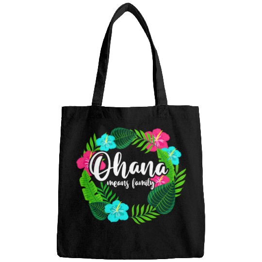 Ohana Means Family Hawaii Hibiscus Hawaiian Flower Bags