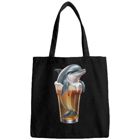 Dolphin Drinking Beer Realistic Bags