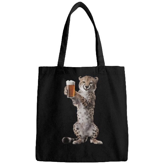 Cheetah Drinking Beer Realistic Bags