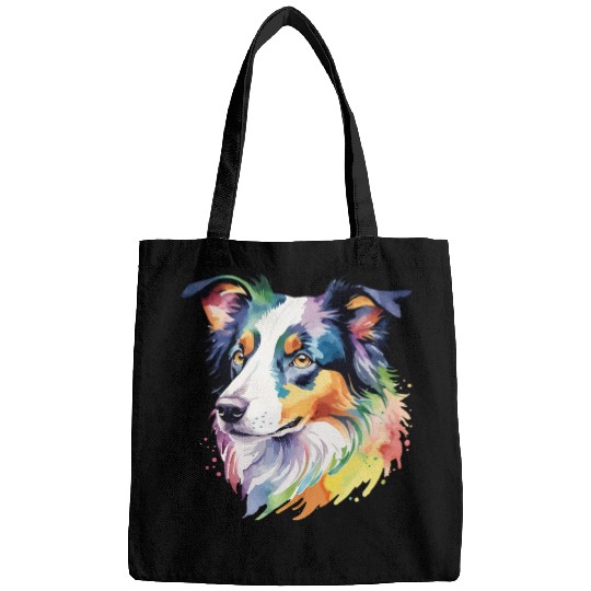 Border Collie Watercolor Bags