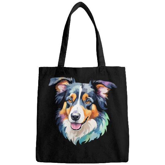 Border Collie Watercolor Bags