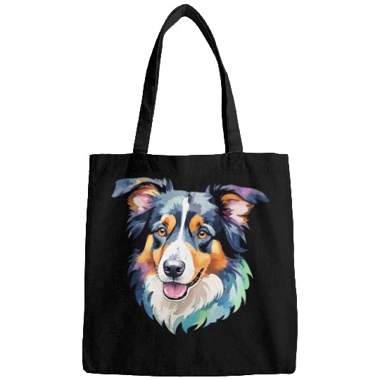 Border Collie Watercolor Bags