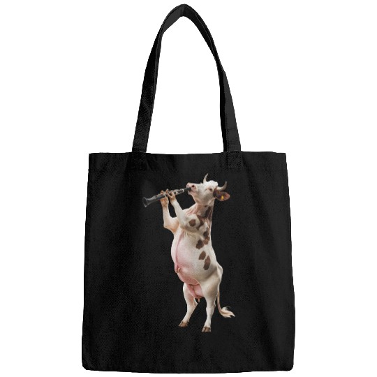 Cow Playing Clarinet Realistic Bags