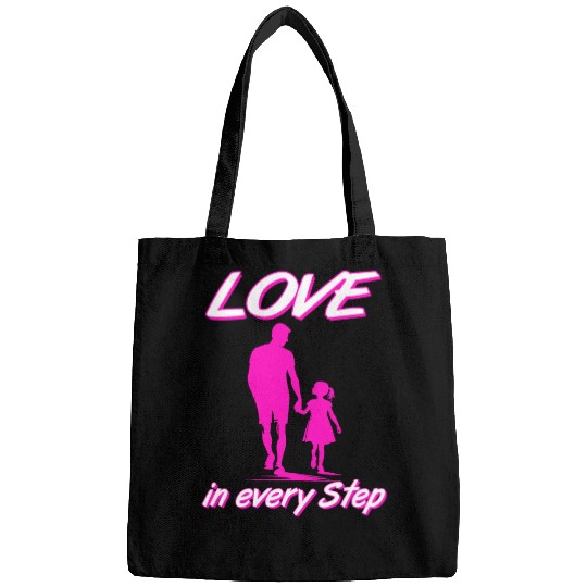 Love in Every Step Father Daughter Pink Silhouette Bags
