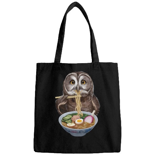 Owl Eating Ramen Realistic Bags
