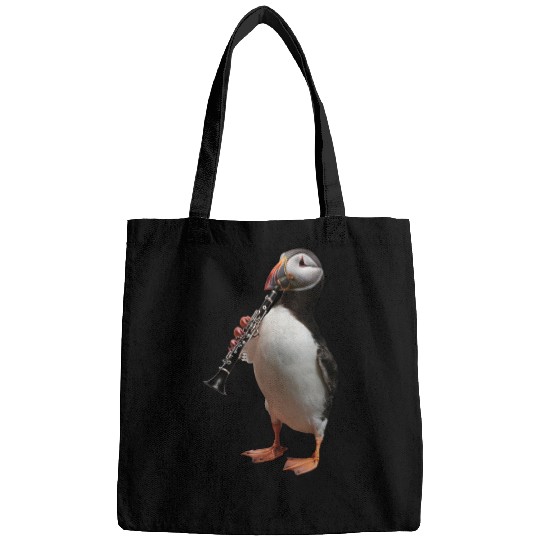 Atlantic Puffin Playing Clarinet Realistic Bags