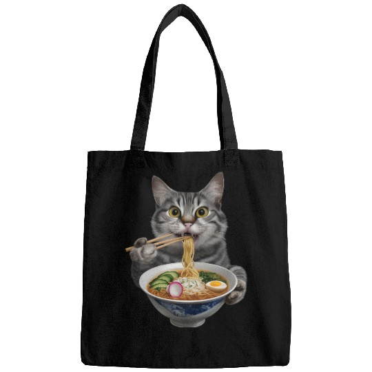 Cat Eating Ramen Realistic Bags