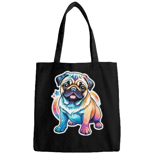 Pug Watercolor Bags