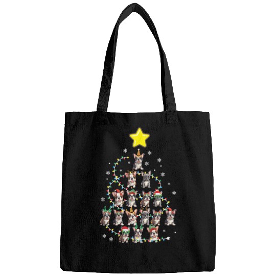 French Bulldog Christmas Tree Dog Santa Xmas Frenc Bags