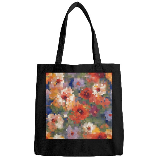 Retro Pixel Floral Design Bags