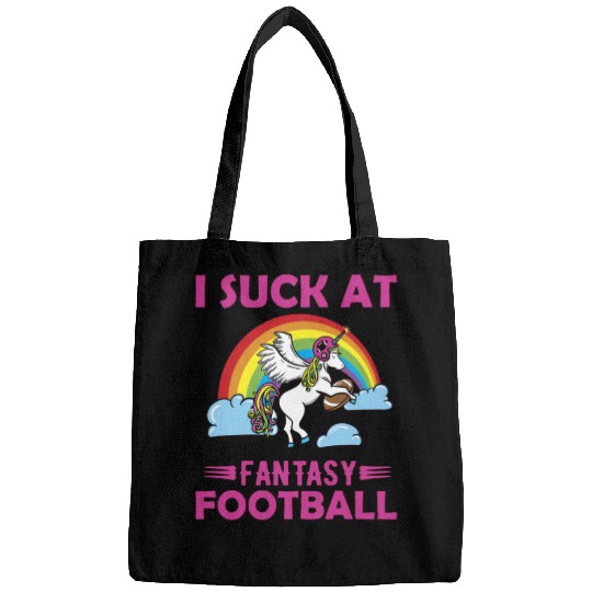 I Suck at Fantasy Football Unicorn Rainbow Bags