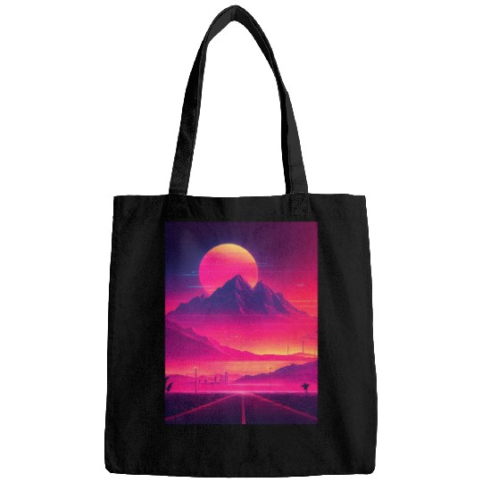 Neon Horizon: A Synthwave Journey Bags