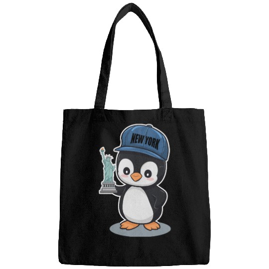 New York Penguin Holding Statue Of Liberty Bags