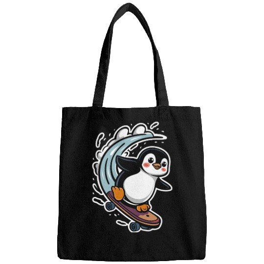 Penguin Skateboarding Adventure Fun Bags