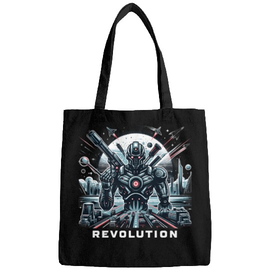 Futuristic Robot In A Sci-Fi Landscape Bags