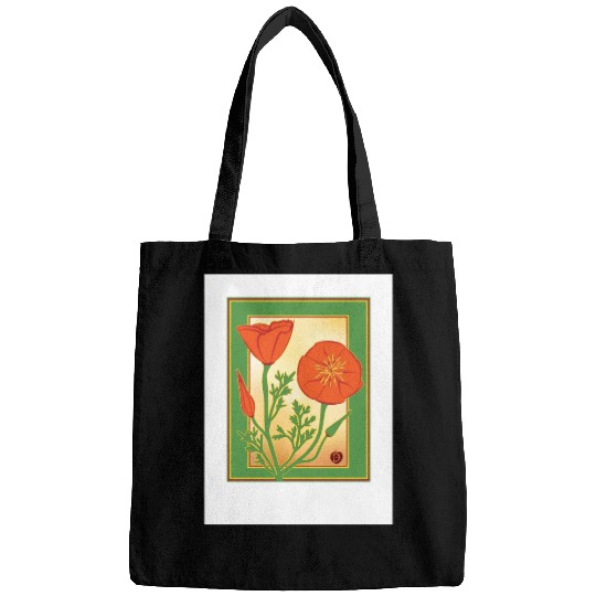 California Poppies illustration poster Bags