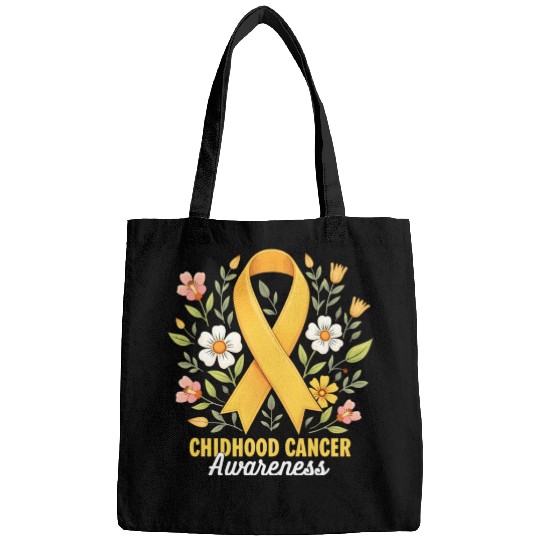 Childhood Cancer Awareness Hippie Flower Ribbon Bags