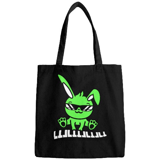 Funny Rabbit Easter Bunny Playing Keyboard Music Bags