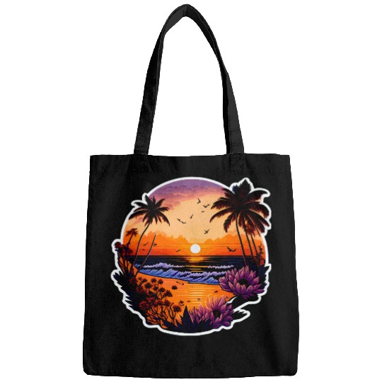 beach and the sunset Bags