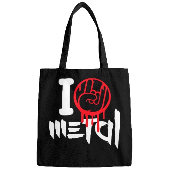 I Love Heavy Metal Hard Rock Music Graffiti Heart Bags
