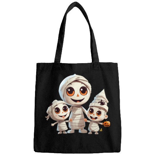 Adorable Mummy Family Halloween Trick-or-Treat Fun Bags