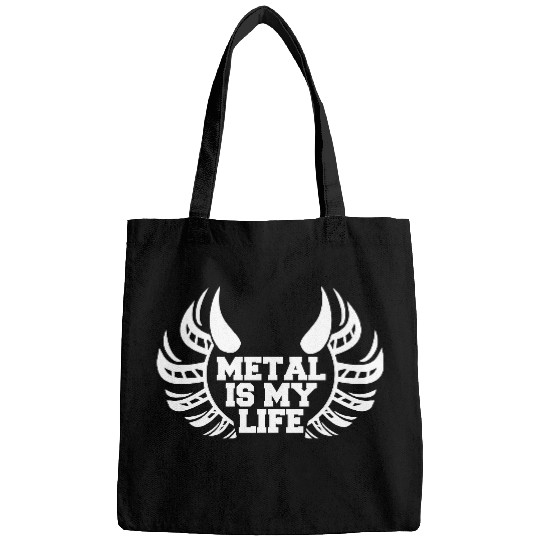 Heavy Metal Is My Life Hard Rock Music Text Quote Bags