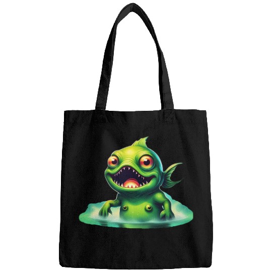 Green Monster Fish Emerge from the Deep Lake Scary Bags
