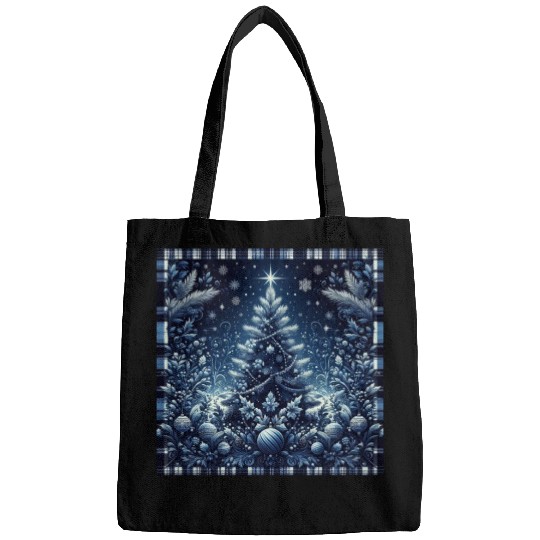 flannel blue and white christmas Bags