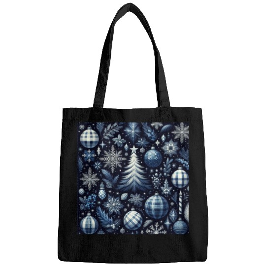 flannel blue and white christmas Bags