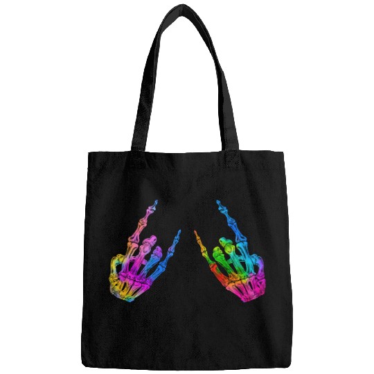 Rock On Rock Star Skeleton Hands LGBT Rainbow Bags