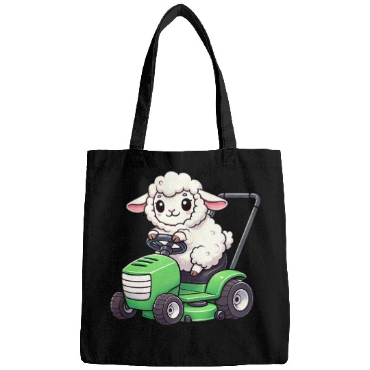 Funny sheep lawn mower farmer lamb grass Bags