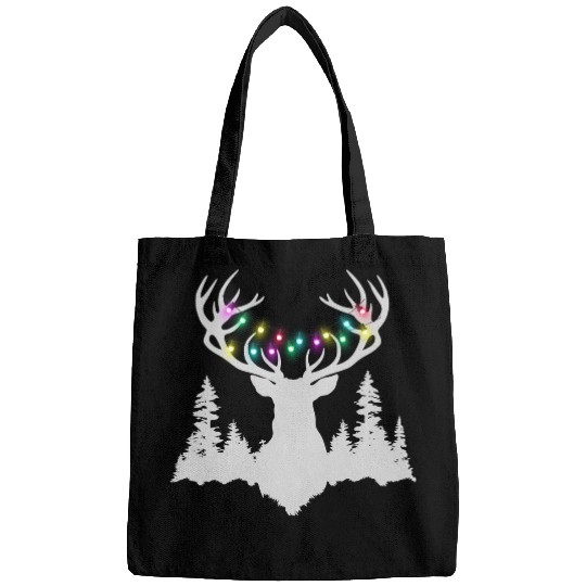 Christmas deer with christmas lights Bags