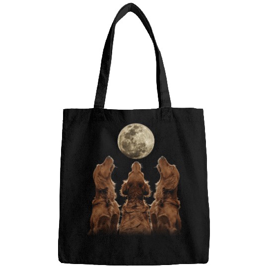 Irish Setter Dog Howling Moon Bags