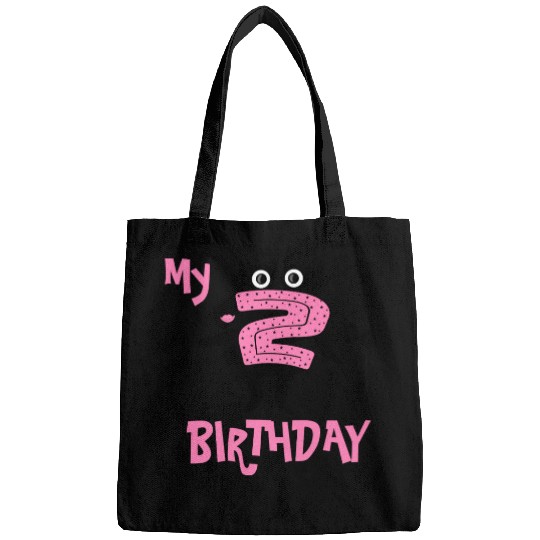 Funny pink number two for birthdays Bags