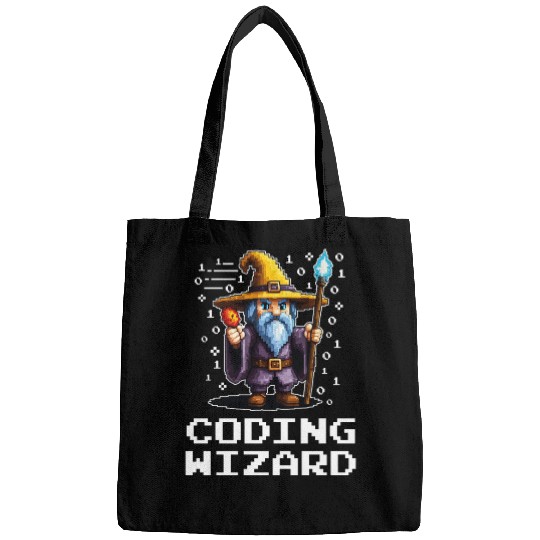 Funny Coding Wizard Pixel Fantasy Coder Magic Bags