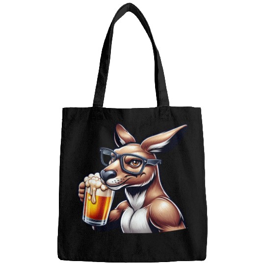 Kangaroo with Glasses Drinking Beer Bags