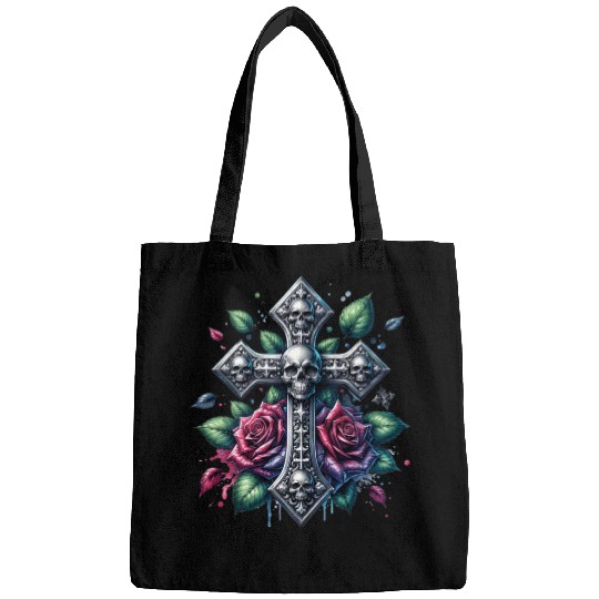Gothic Collection - Cross, Skulls & Red Roses Bags