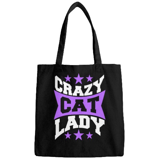 Crazy Cat Lady Text Love Saying Quote Weird Woman Bags