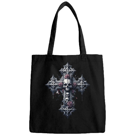 Gothic Cross Collection - Skulls and Red Roses Bags