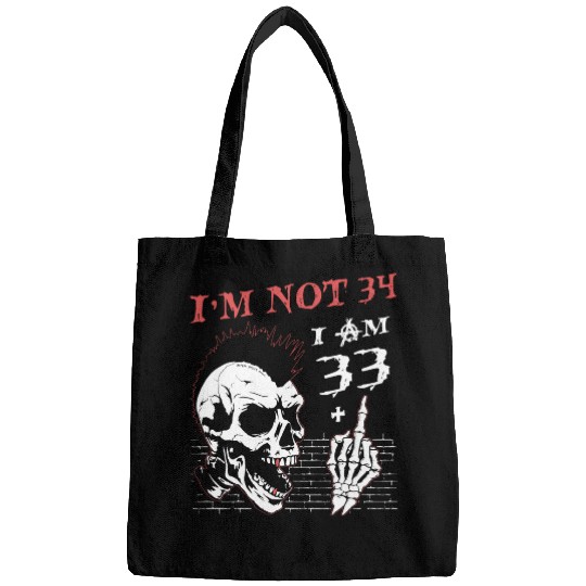 I Am 33 Plus Middle Finger - 34th Birthday Bags