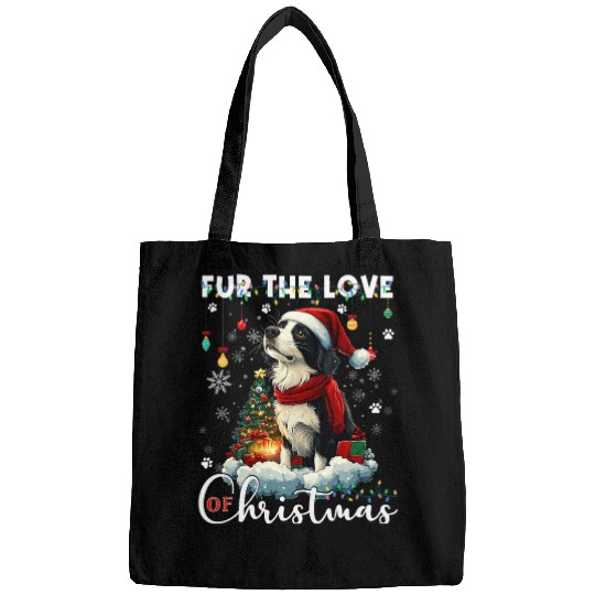 Border Collie Christmas Tree Decorations Dog Lover Bags