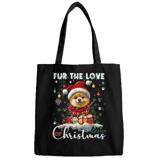 Pomeranian Christmas Tree Decorations Dog Lover Bags