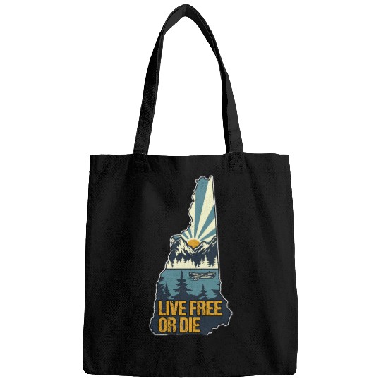 Live Free or Die Retro New Hampshire Nature Bags