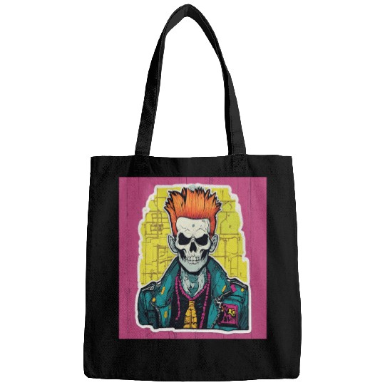 "Neon Punk Skull Art" Bags