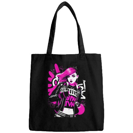 Urban Punk Street Art with Neon Pink Accents Bags